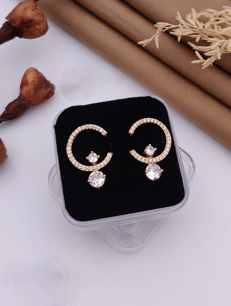 Sparkling Crescent Drop Earrings
