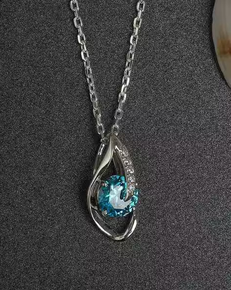 Rhodium-Plated Pendant with Chain