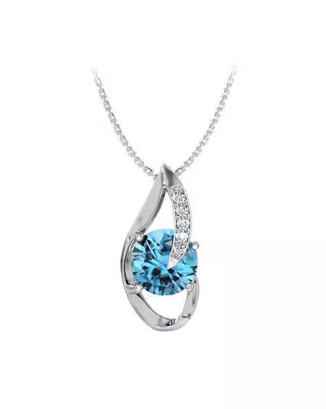 Rhodium-Plated Pendant with Chain