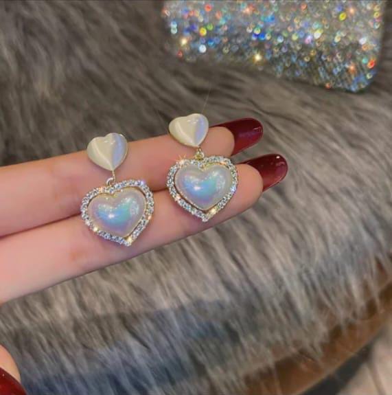 Heart Shaped Stones Studded Earrings