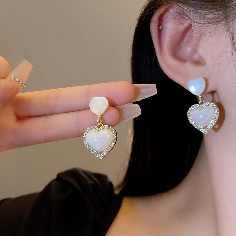 Heart Shaped Stones Studded Earrings