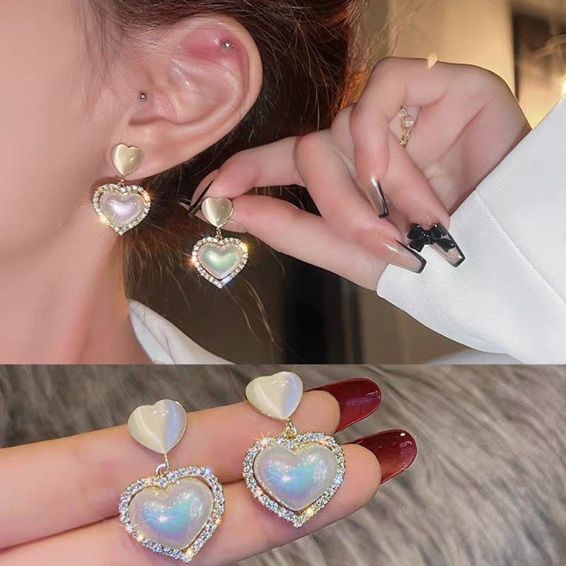 Heart Shaped Stones Studded Earrings
