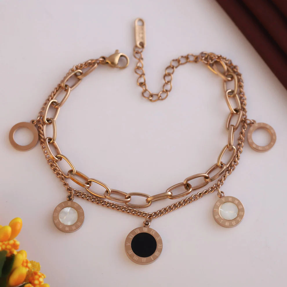 Dual Dazzle Charm Bracelet (Rose Gold)