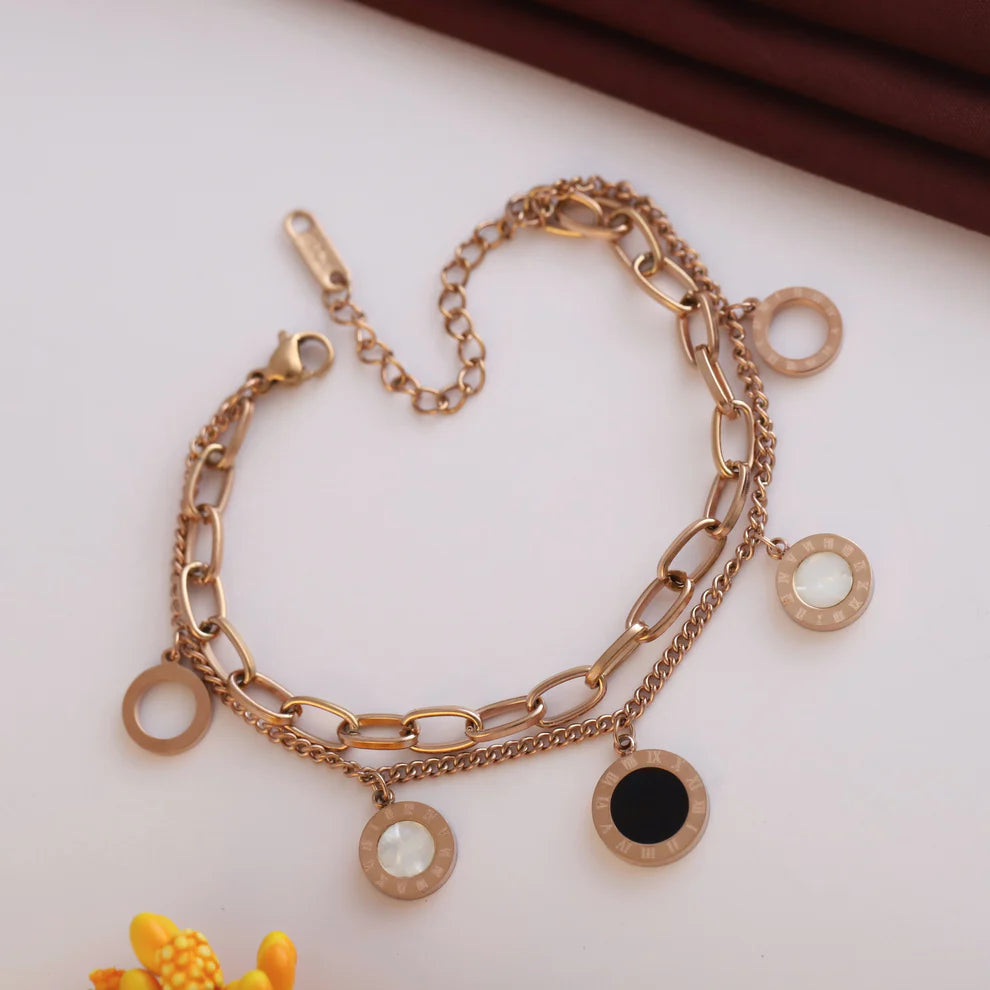 Dual Dazzle Charm Bracelet (Rose Gold)