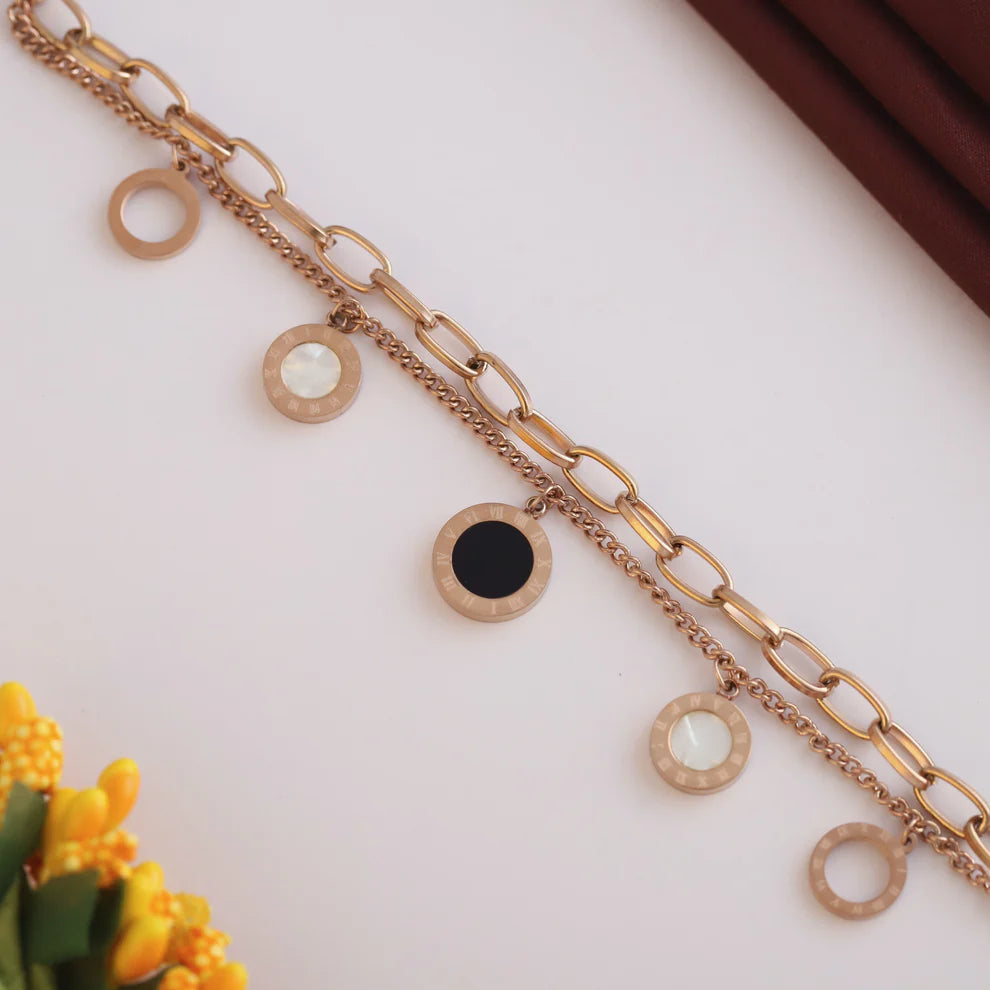 Dual Dazzle Charm Bracelet (Rose Gold)