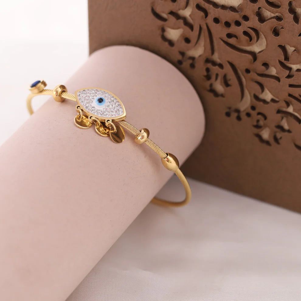 Evil Eye Gold Cuff Bracelet For Women