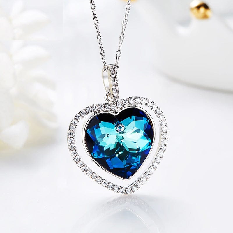 Silver Blue Heart Pendant for Women