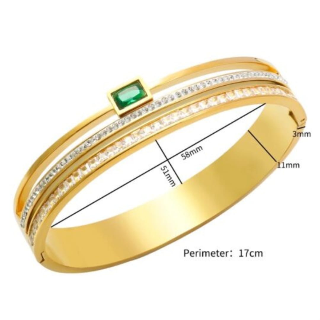 Gold-Plated Cubic Zirconia Kada Bracelet