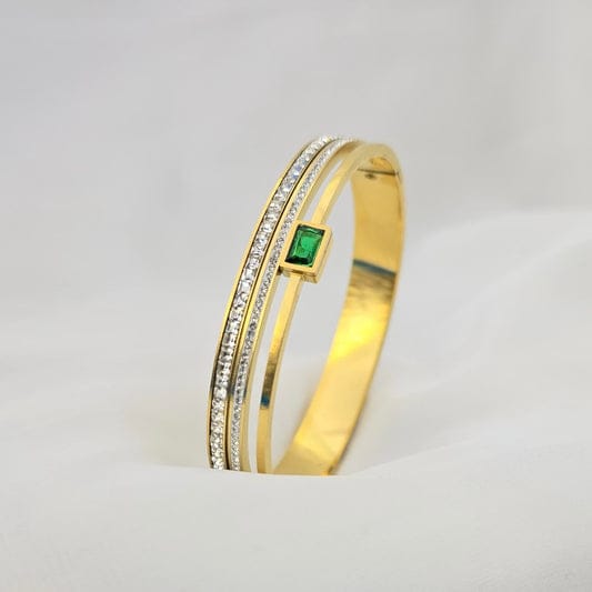 Gold-Plated Cubic Zirconia Kada Bracelet