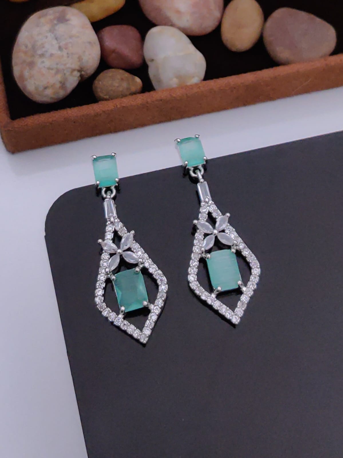 Emerald Elegance Diamond Drop Earrings