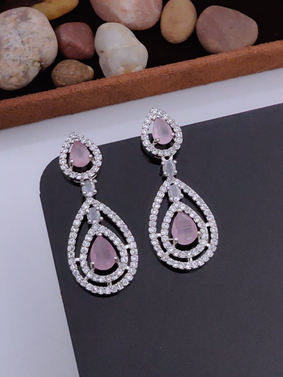 Rose Teardrop Diamond Earrings