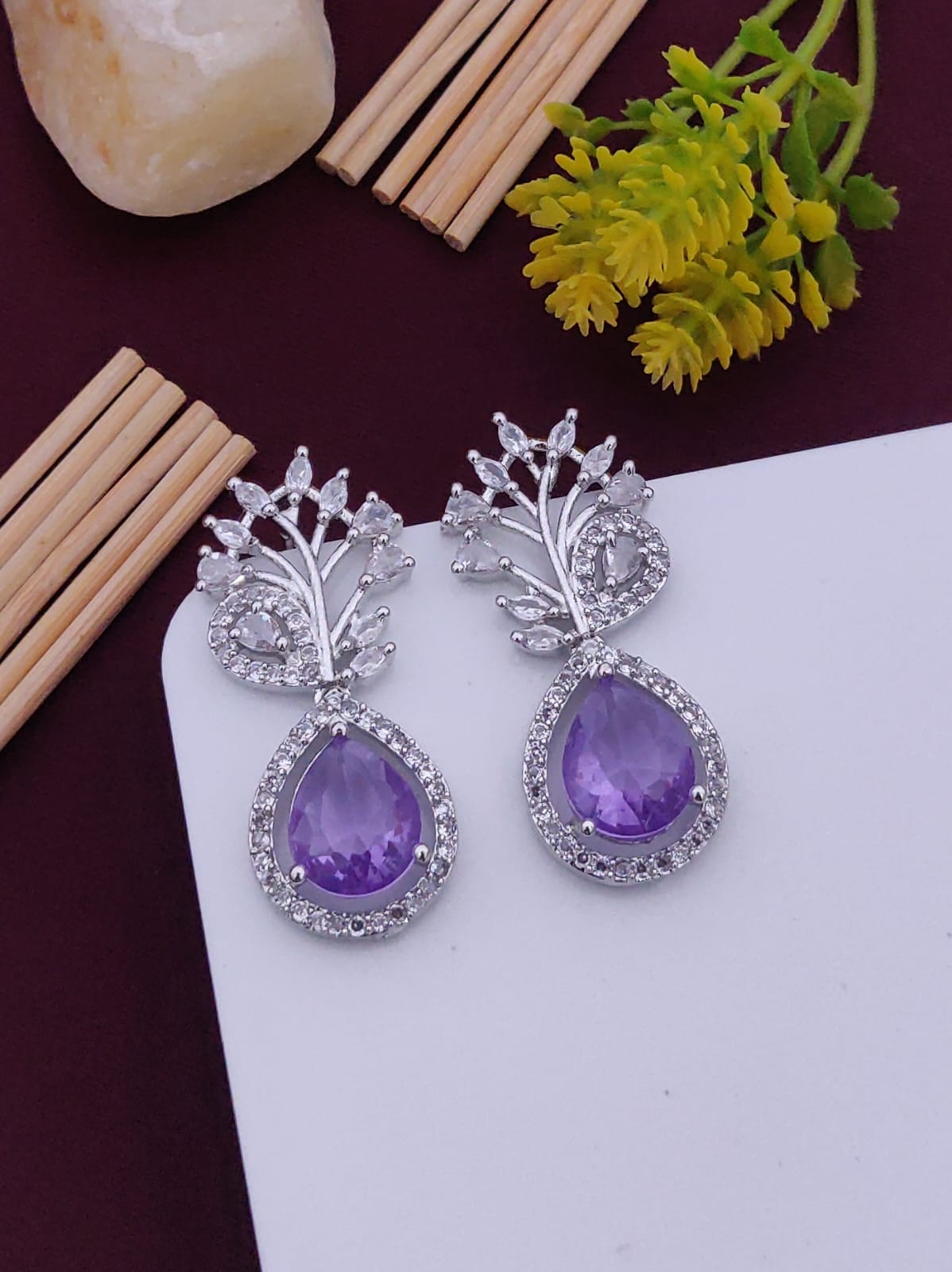 Royal Amethyst Peacock Earrings