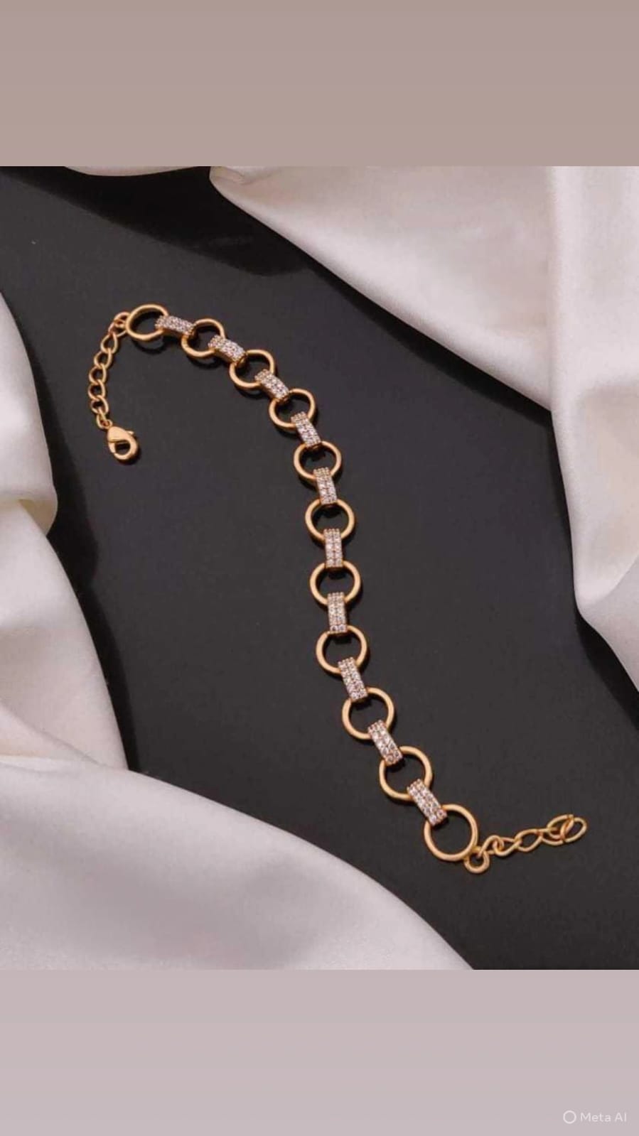 Gold-Plated Circle Link Bracelet with CZ Detailing
