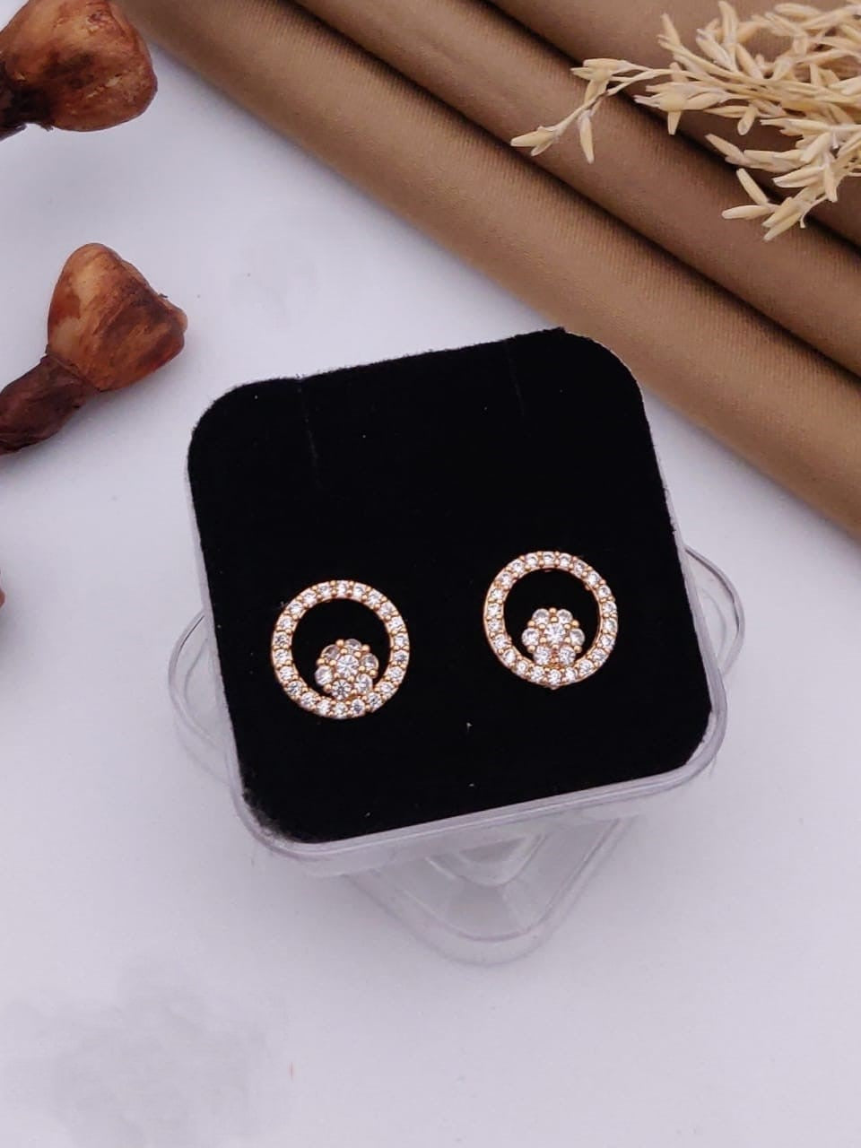 Floral Circle Stud Earrings