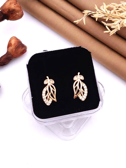 Graceful Leaf Design Stud Earrings