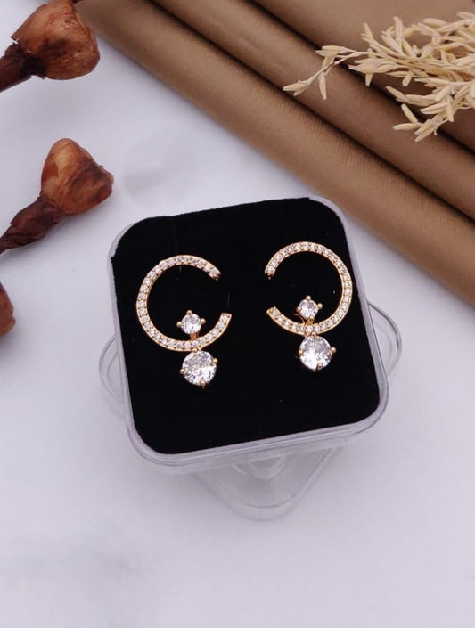 Sparkling Crescent Drop Earrings
