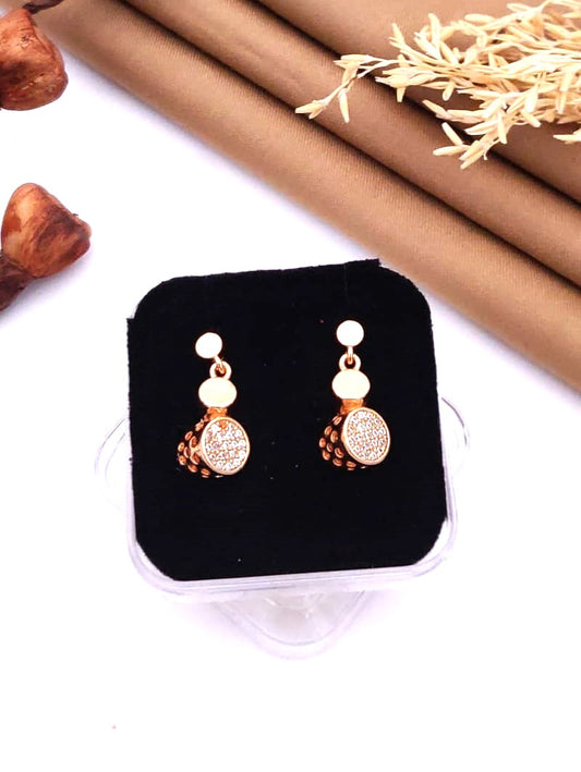 Elegant Round Drop Earrings with Crystal Detailing