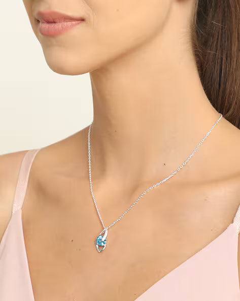 Rhodium-Plated Pendant with Chain