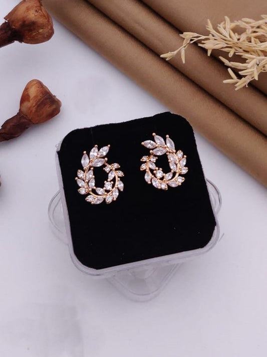 Elegant Leaf Wreath Crystal Earrings