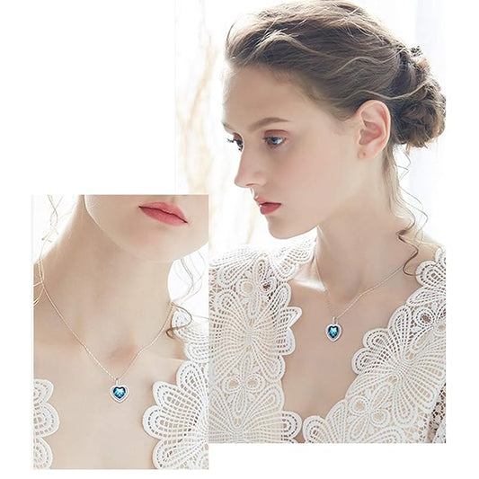 Silver Blue Heart Pendant for Women