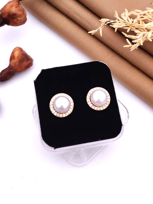 Classic Pearl Crystal Stud Earrings
