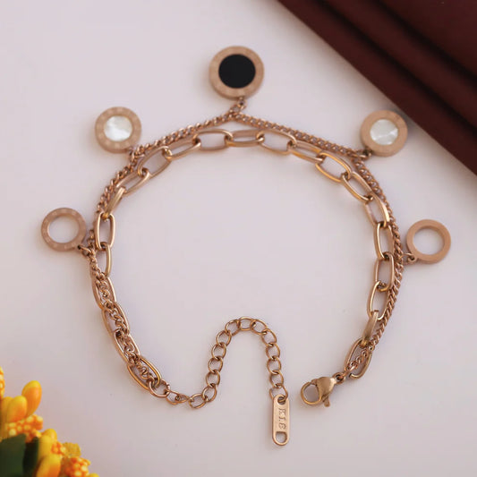 Dual Dazzle Charm Bracelet (Rose Gold)