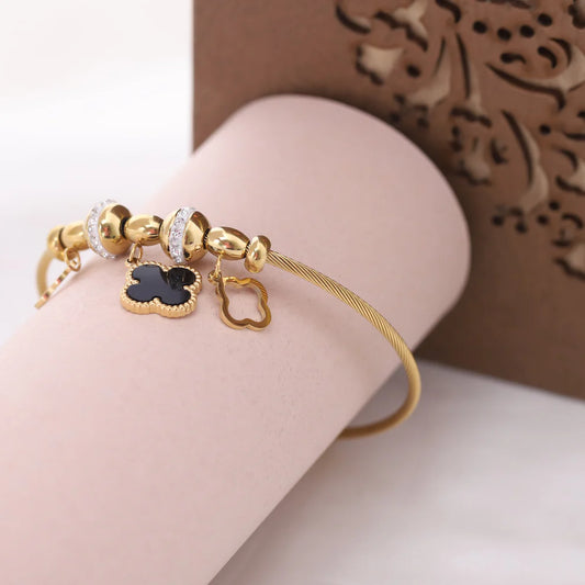 ZAISHA 18K Gold Plated Black Bracelet