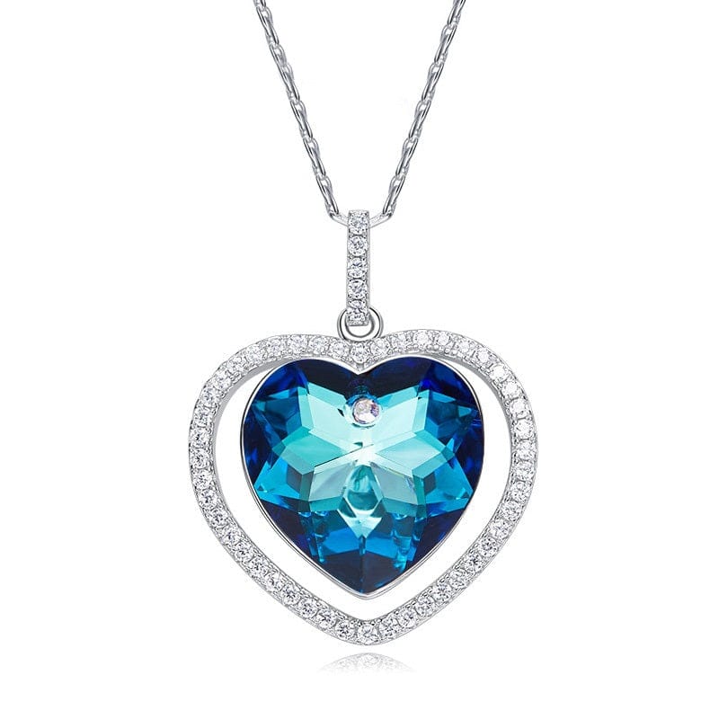 Silver Blue Heart Pendant for Women