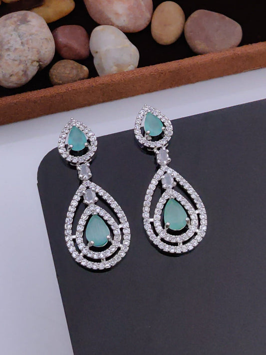 Aqua Teardrop Diamond Earrings