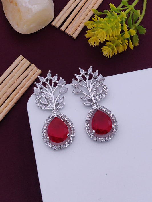 Regal Ruby Peacock Earrings