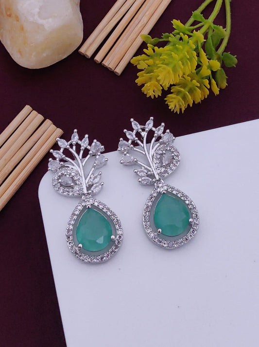 Emerald Glow Peacock Earrings