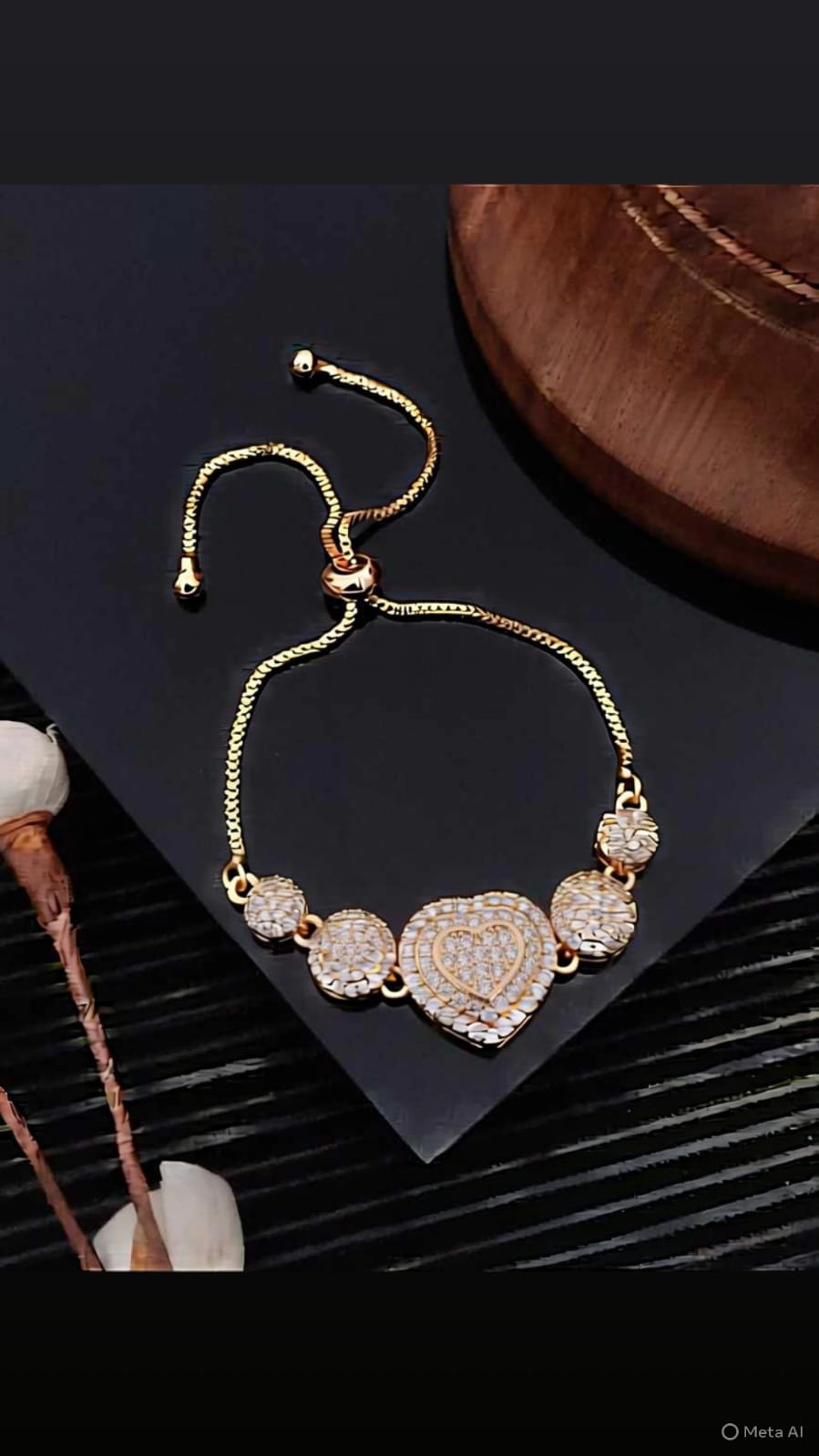 Sparkling Heart Design Adjustable Bracelet