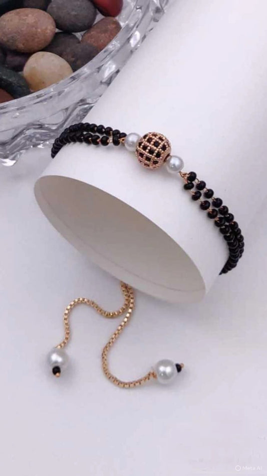 Stylish Black Beads Adjustable Bracelet