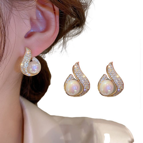 Flame Pearl Stud Earrings Unique Earrings