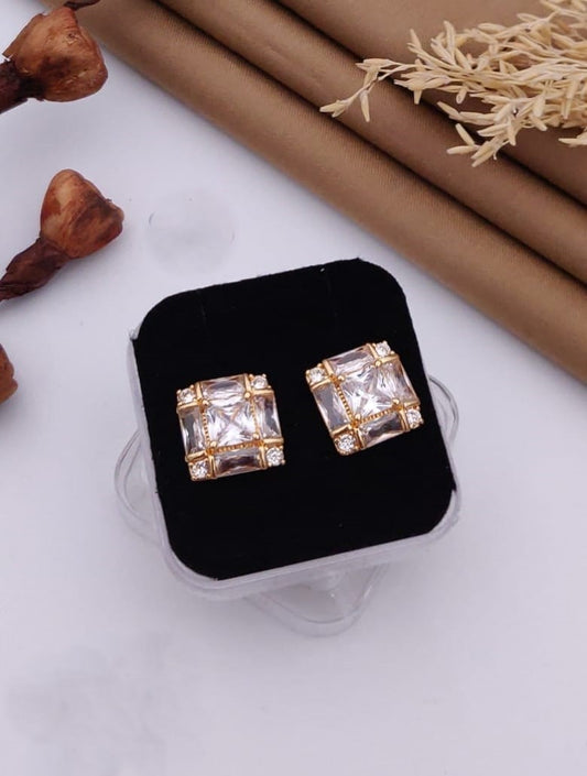 Radiant Square Crystal Stud Earrings