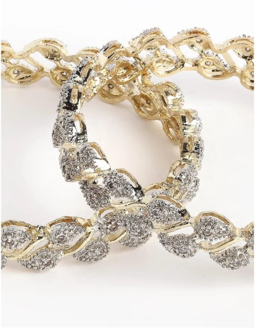 ZENEME Gold-Plated White American Diamond