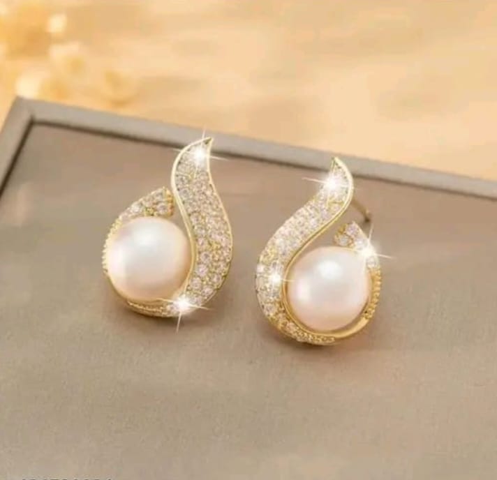 Flame Pearl Stud Earrings Unique Earrings