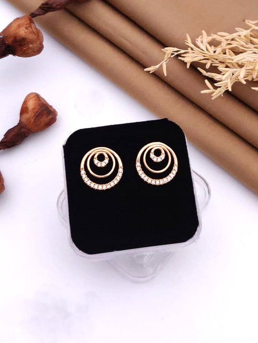 Elegant Dual Circle Gold-Plated Stud Earrings